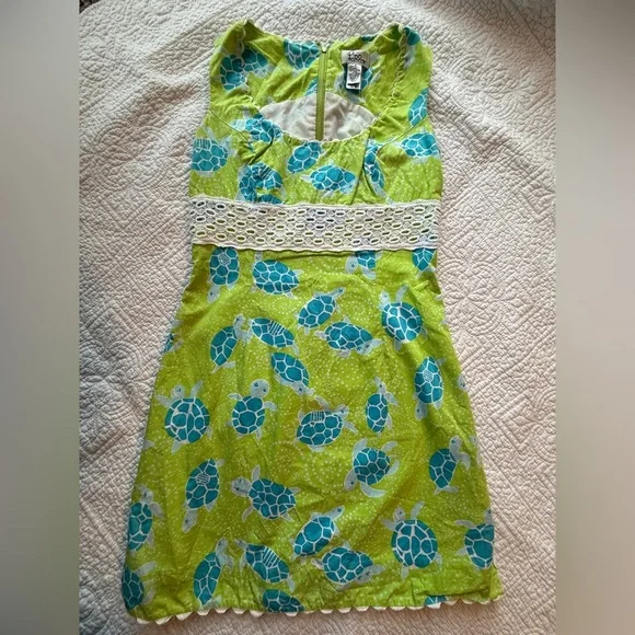 Lilly Pulitzer, vintage green and blue turtle dress - Picture 1 of 5